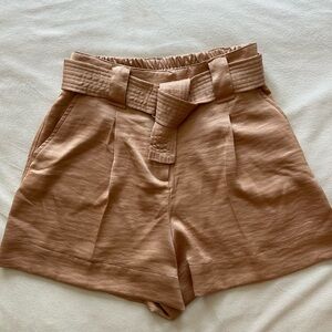 Rachel Zoe Tan High Waist Shorts with Relaxed Fit